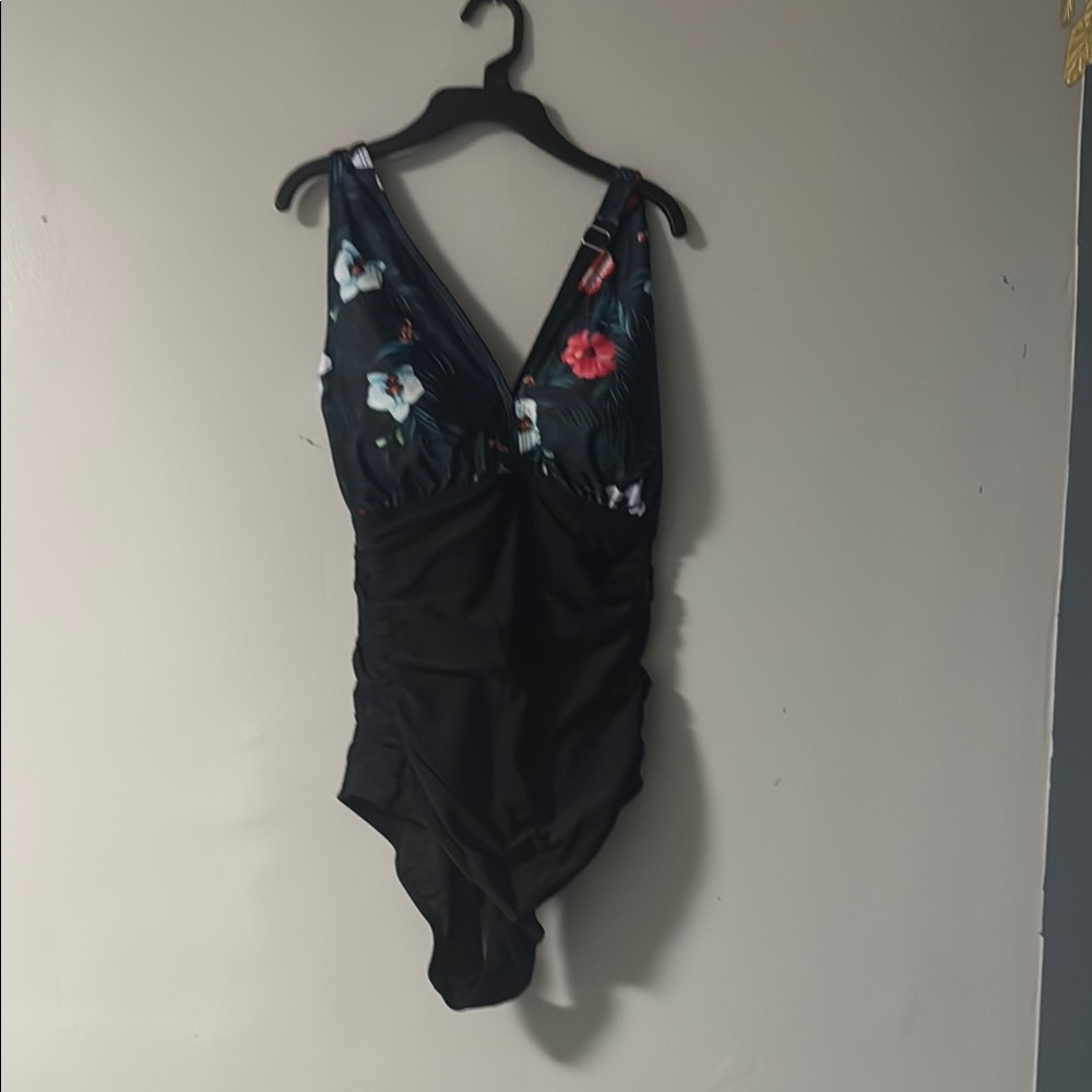 Aqua Eve Black Floral One-Piece Swimsuit